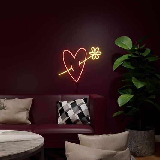 Minimal Ok ve Kalp Neon Dekor