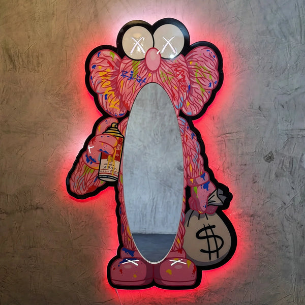 KAWS Graffiti Pembe Neon Ayna