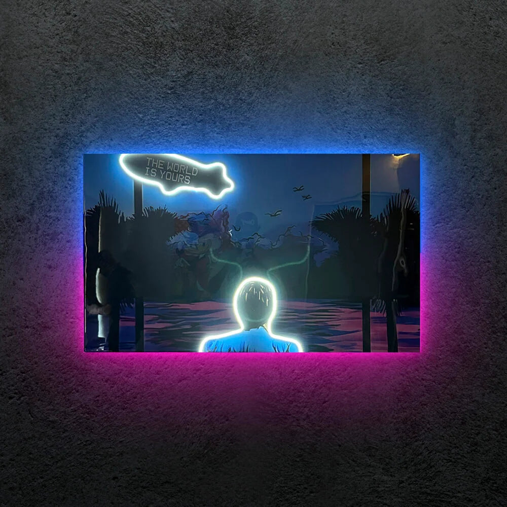 Scarface Blue Neon Tablo