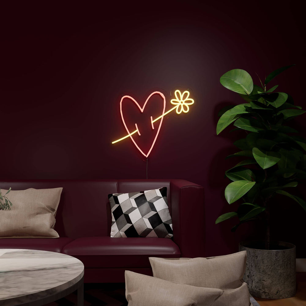 Minimal Ok ve Kalp Neon Dekor
