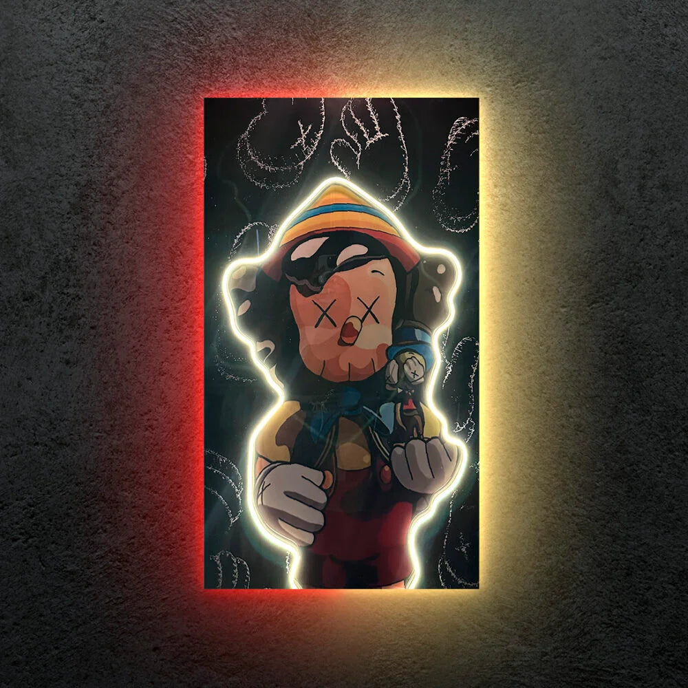 Kaws Pinocho Neon Tablo
