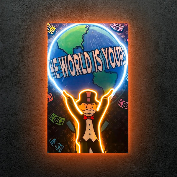 The World Is Yours Monopoly Neon Tablo