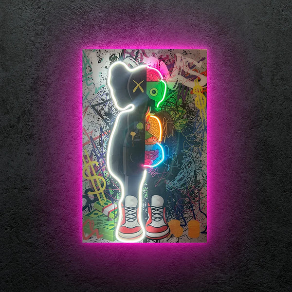 Exclusive Graffiti Kaws Neon Tablo