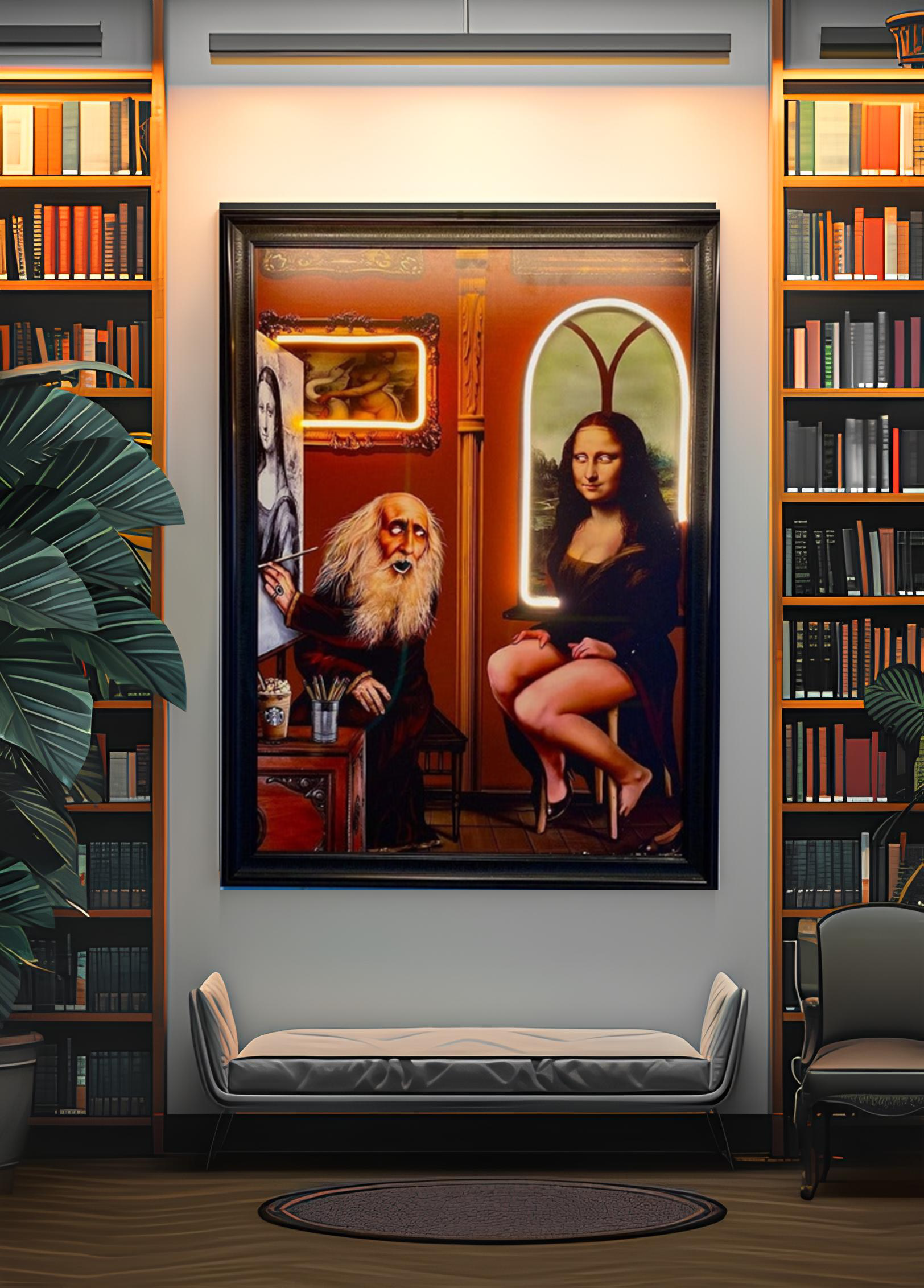Leonardo da Vinci and Mona Lisa Canvas Art Tablo