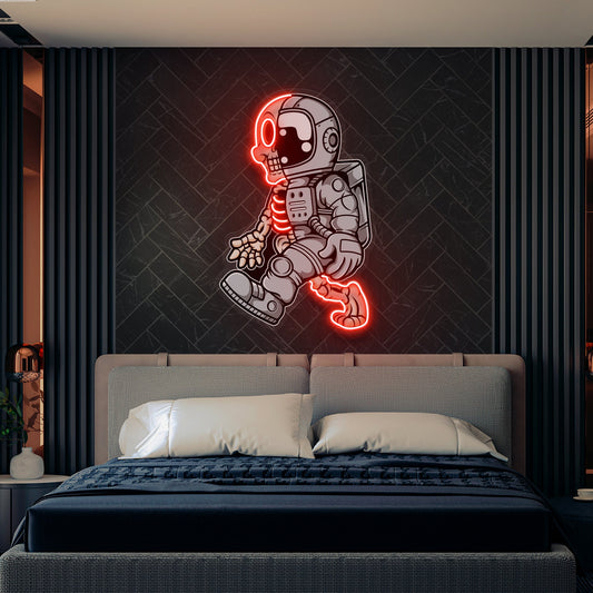 Astronaut Half Skull Artwork Led Neon Sign Light - Neonbir