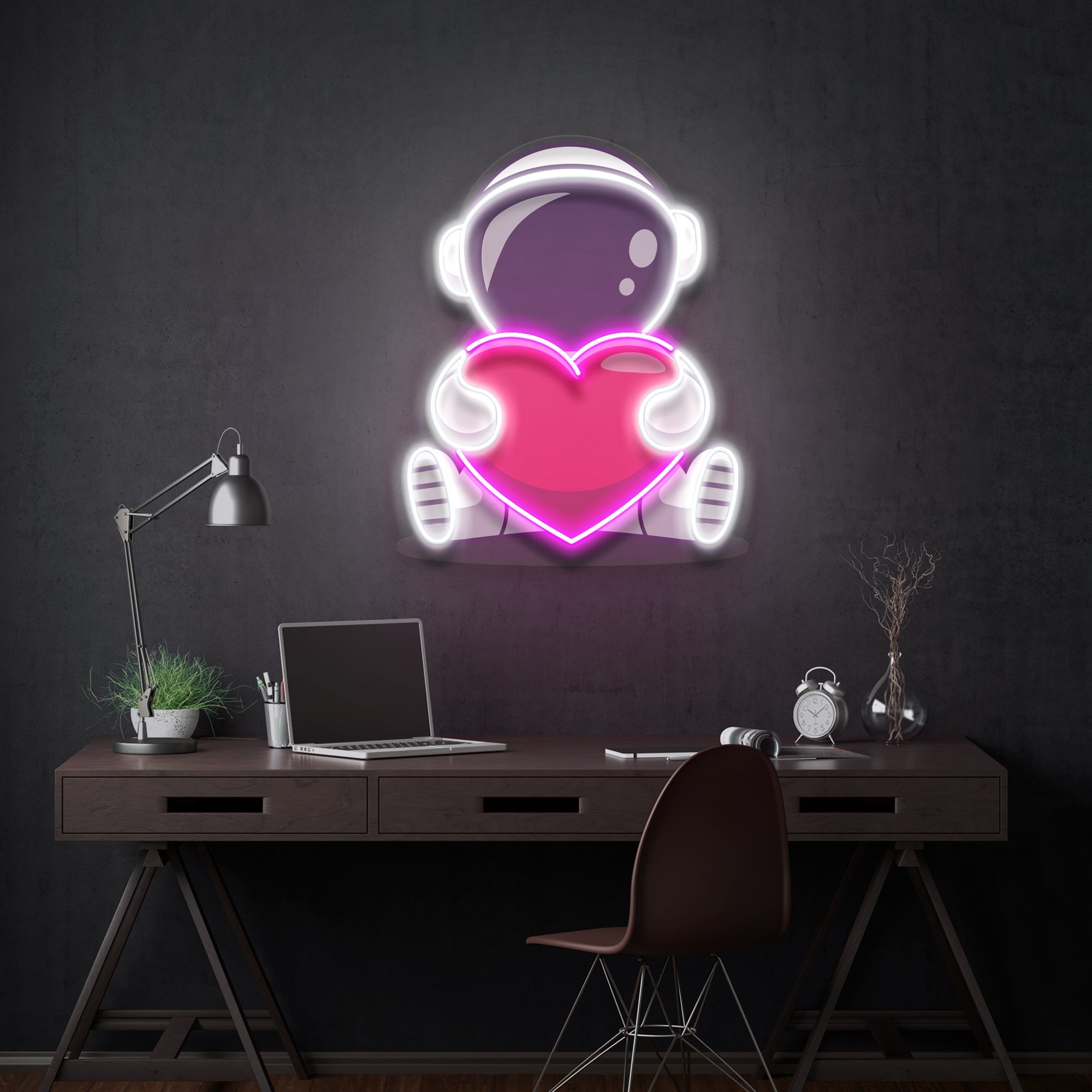 Astronaut With Heart Artwork Led Neon Sign Light - Neonbir
