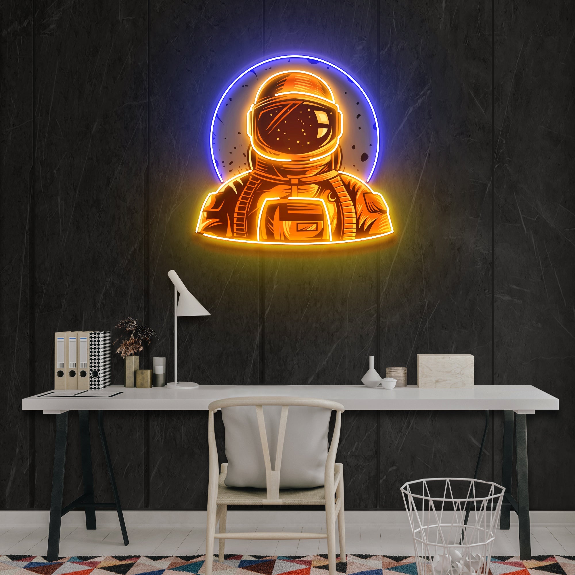 Astronaut Emblem Neon Artwork Led Neon Sign Light - Neonbir