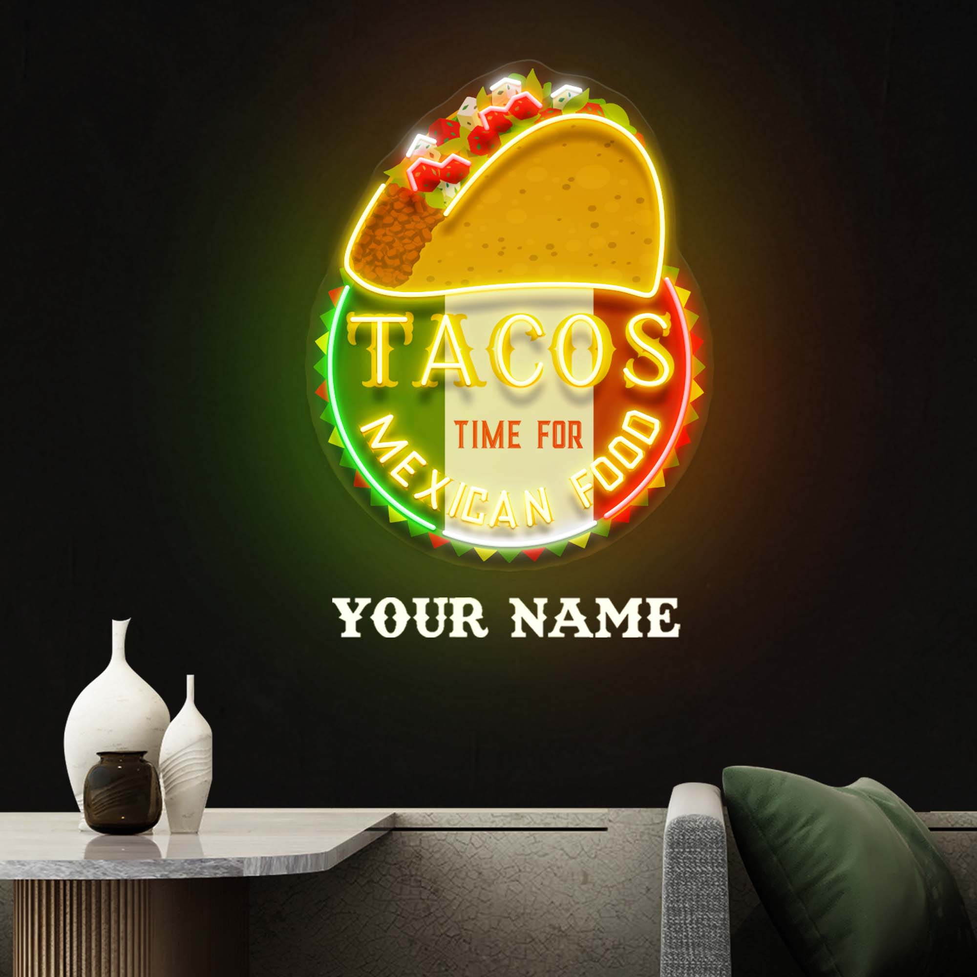 Custom Name Fast Food Of Tacos Mexican Food Led Neon Sign Light - Neonbir