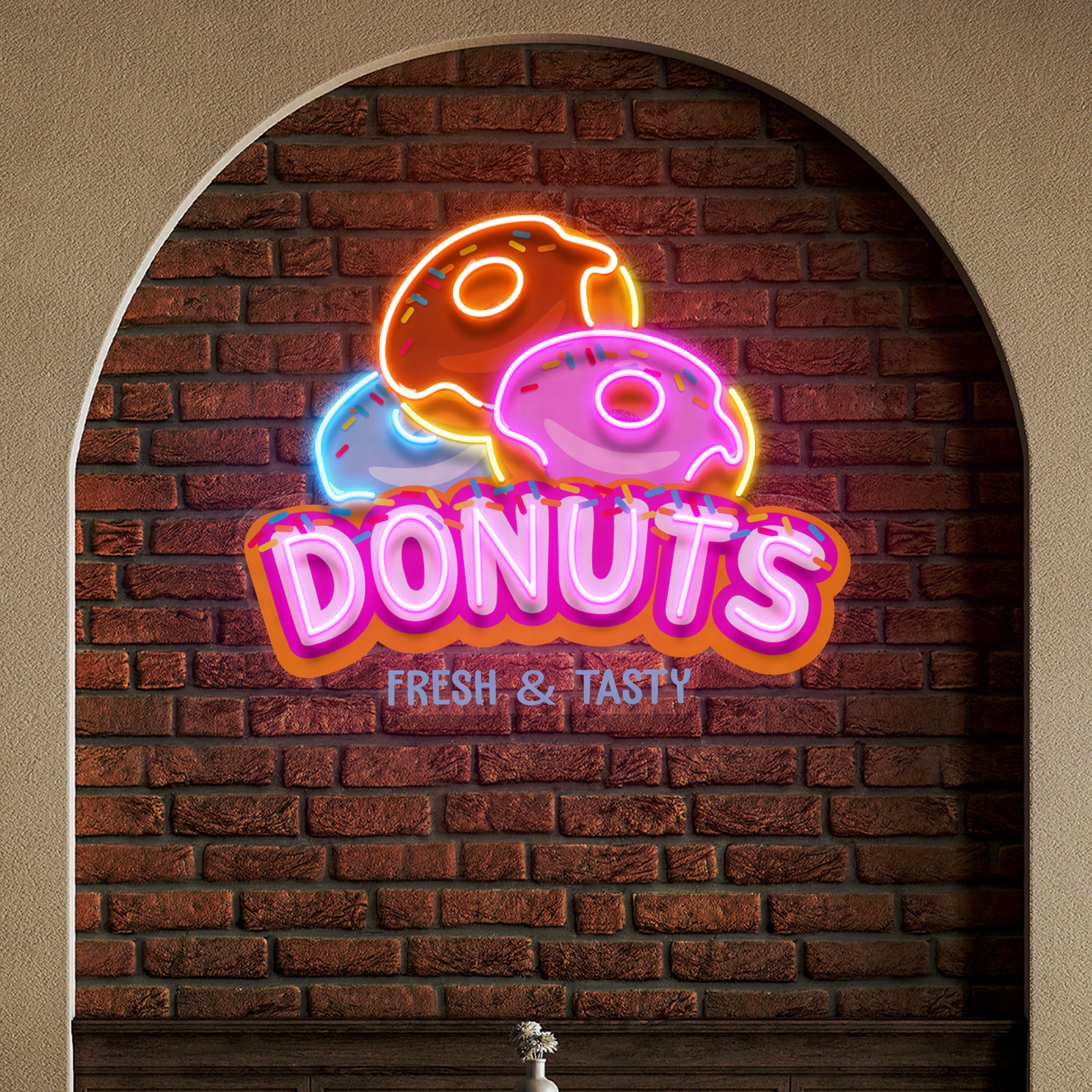 Custom Name Fast Food Restaurant With Donut Led Neon Sign Light - Neonbir