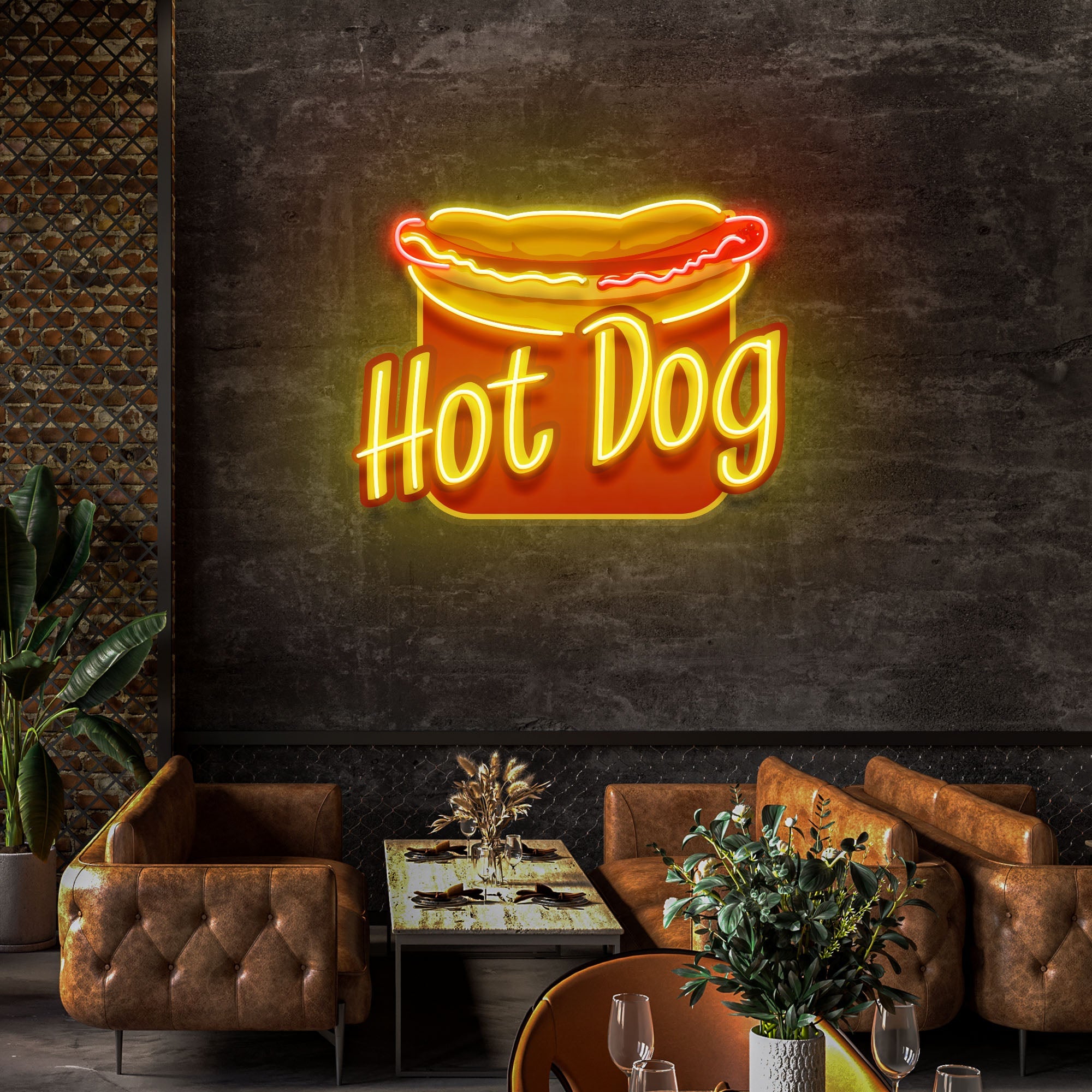 Custom Name Fast Food Restaurant With Hot Dog Led Neon Sign Light - Neonbir