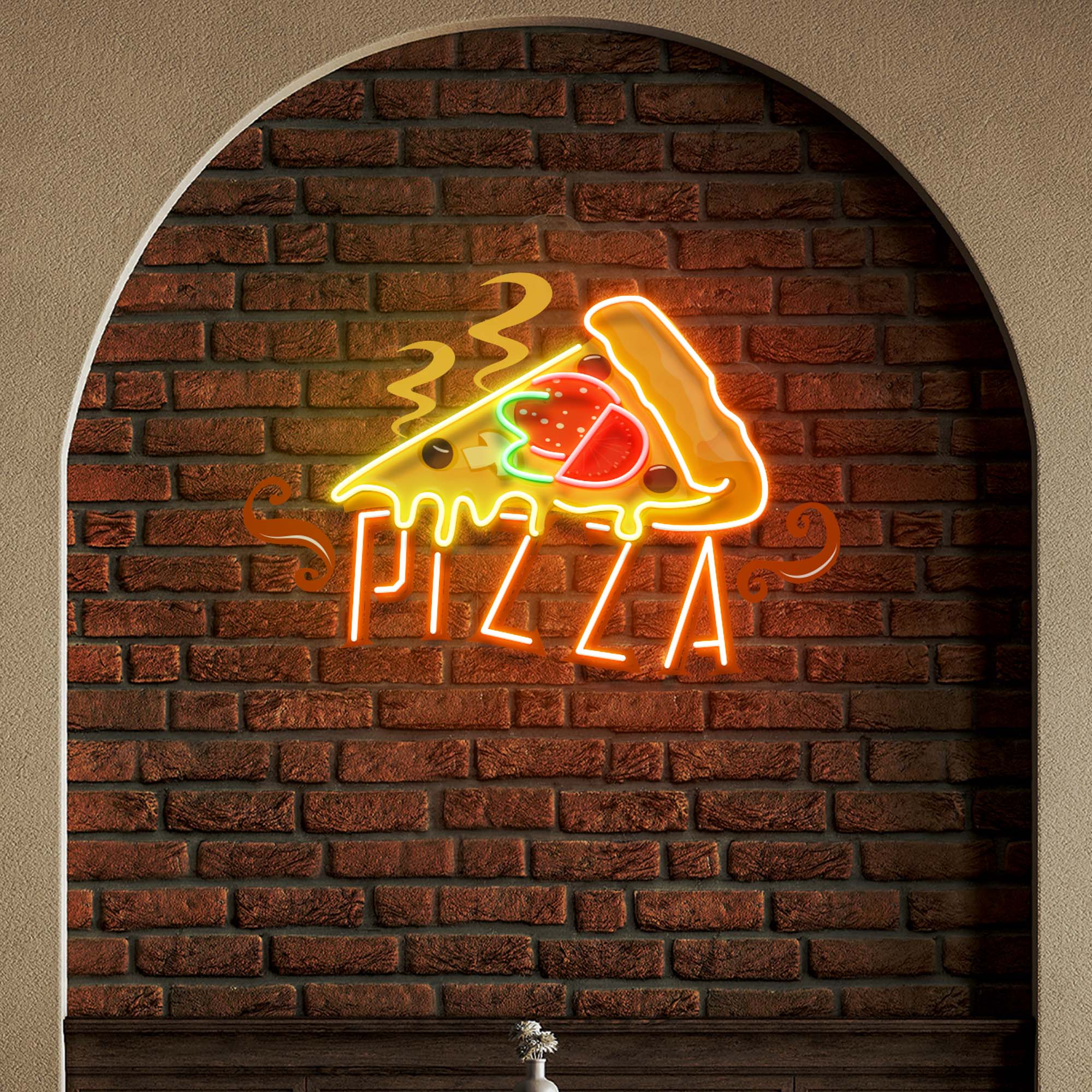 Custom Name Fast Food Restaurant With Pizza Led Neon Sign Light - Neonbir
