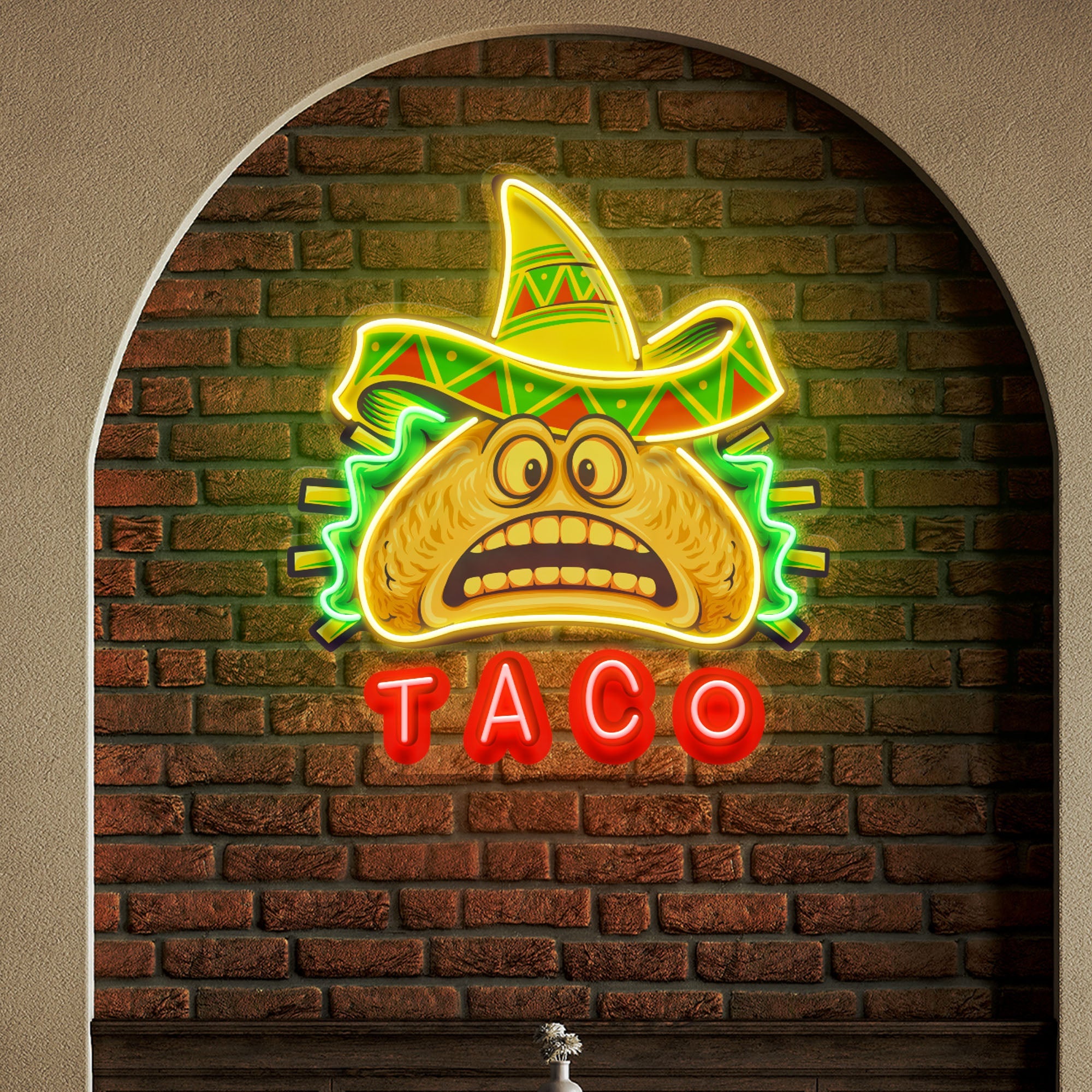Custom Name Funny Tacos Mexican Fast Food Artwork Led Neon Sign Light - Neonbir