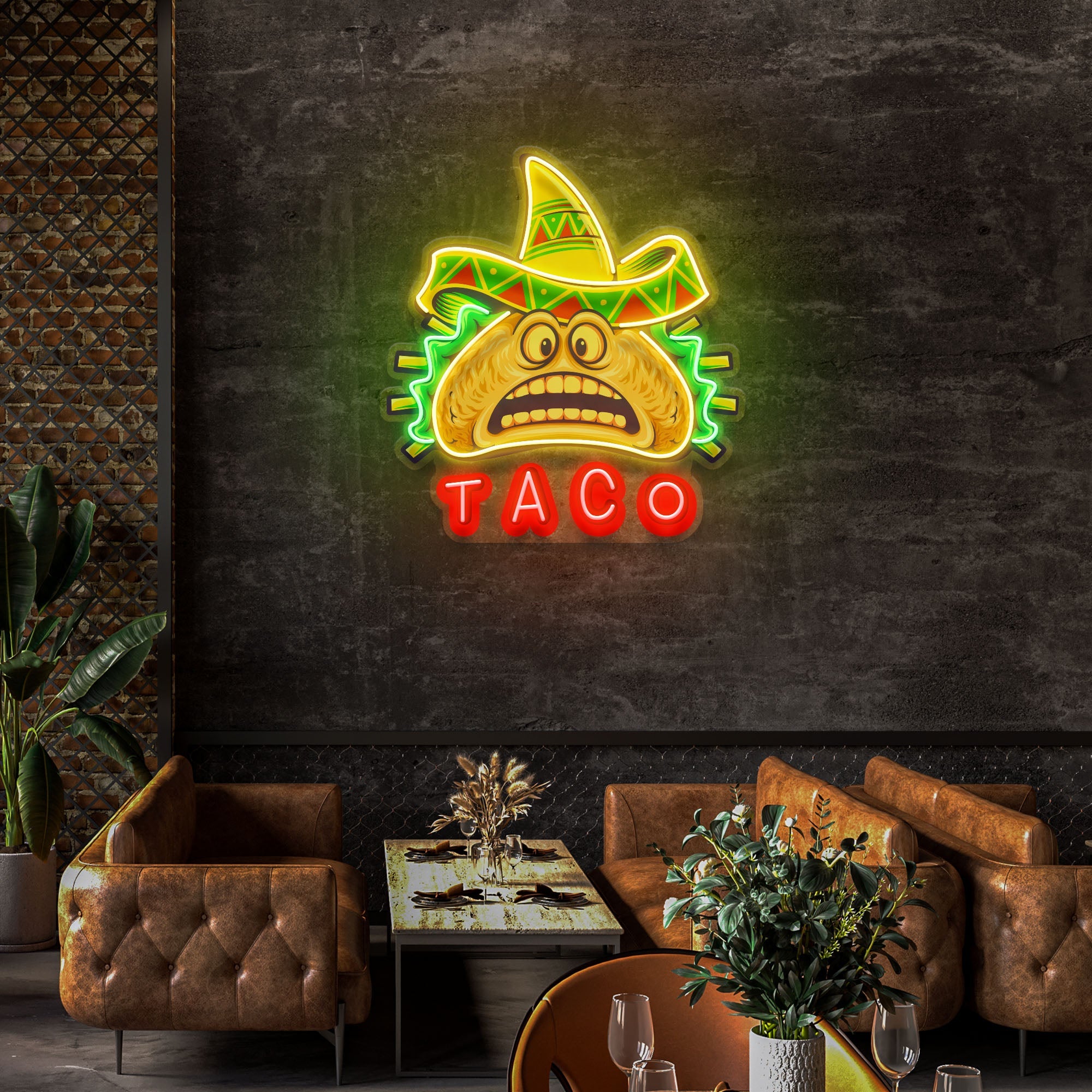Custom Name Funny Tacos Mexican Fast Food Artwork Led Neon Sign Light - Neonbir