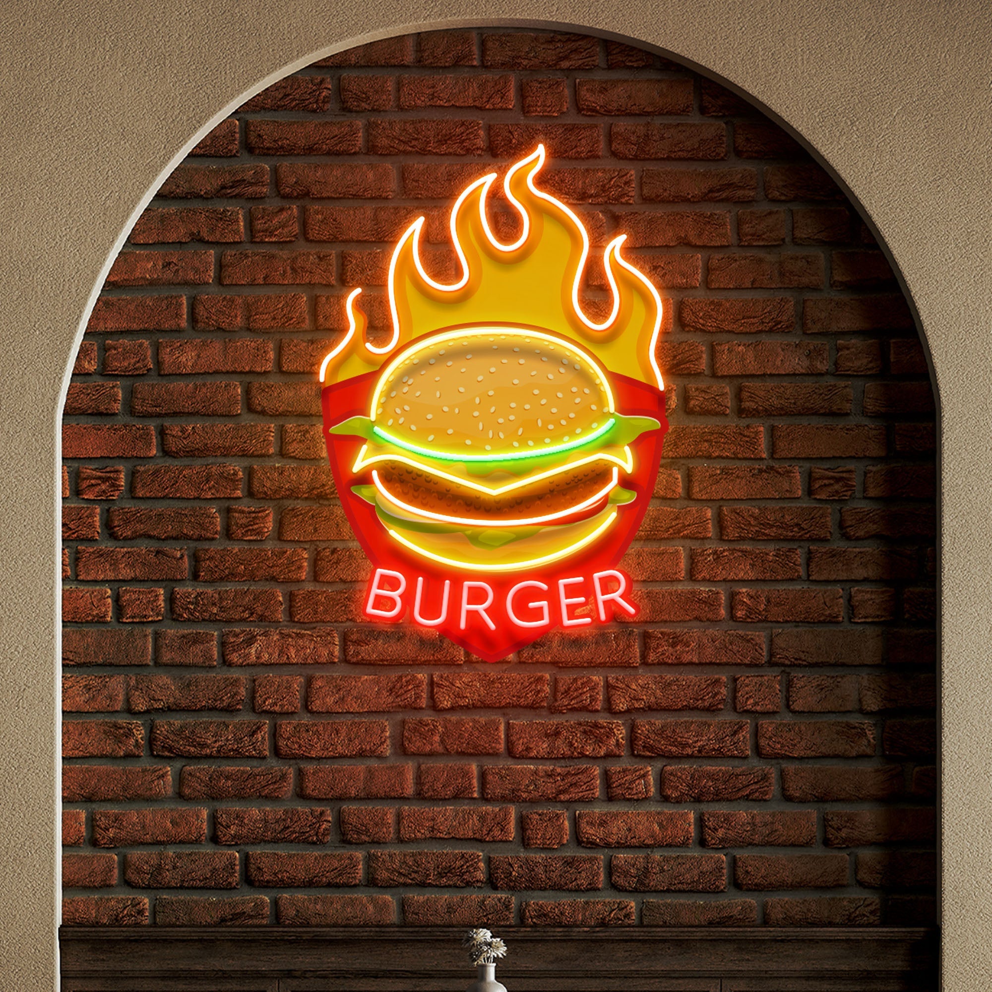 Custom Name Restaurant Fast Food Burger Led Neon Sign Light - Neonbir
