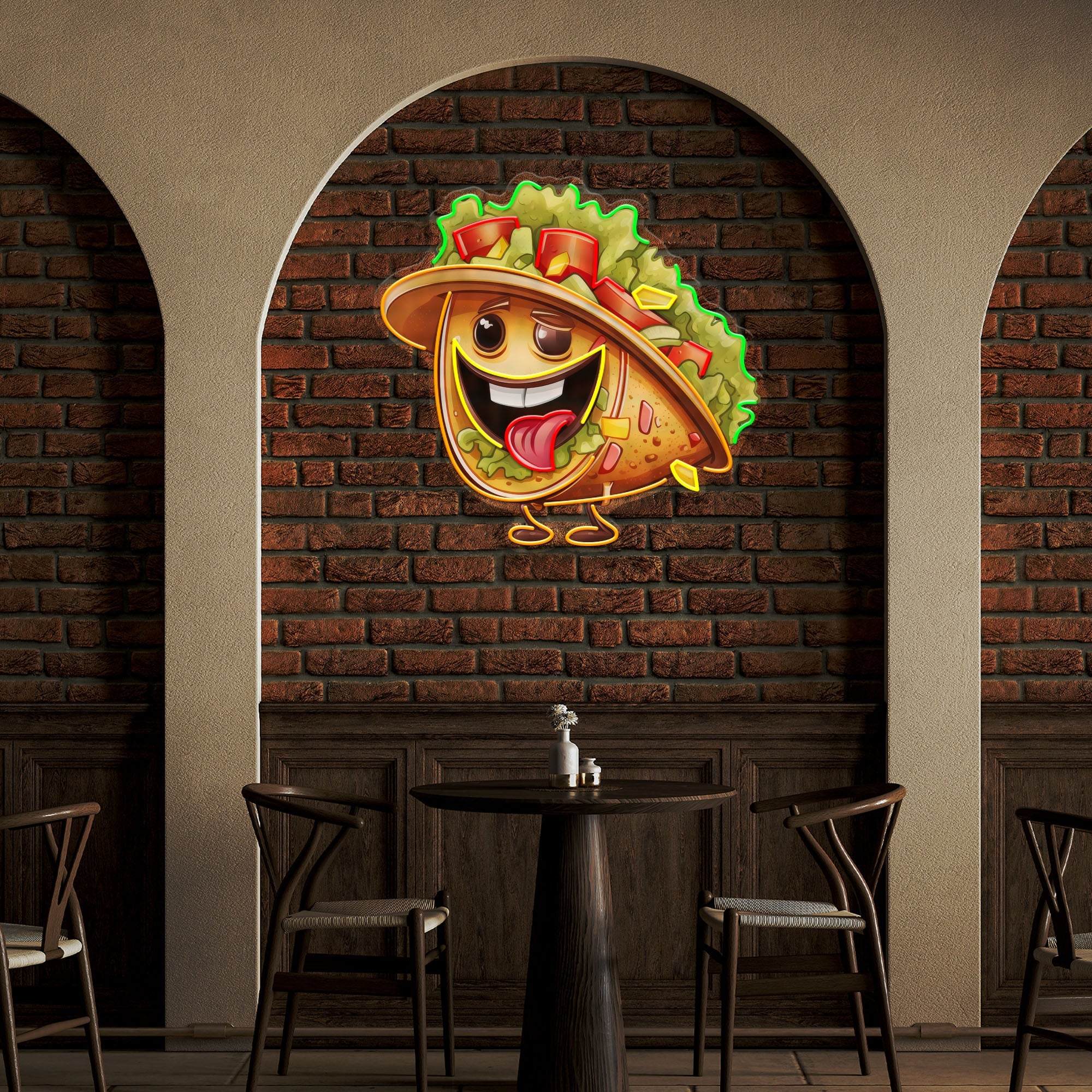 Custom Your Brand Taco With A Big Smile And A Sombrero Artwork Led Neon Sign Light - Neonbir