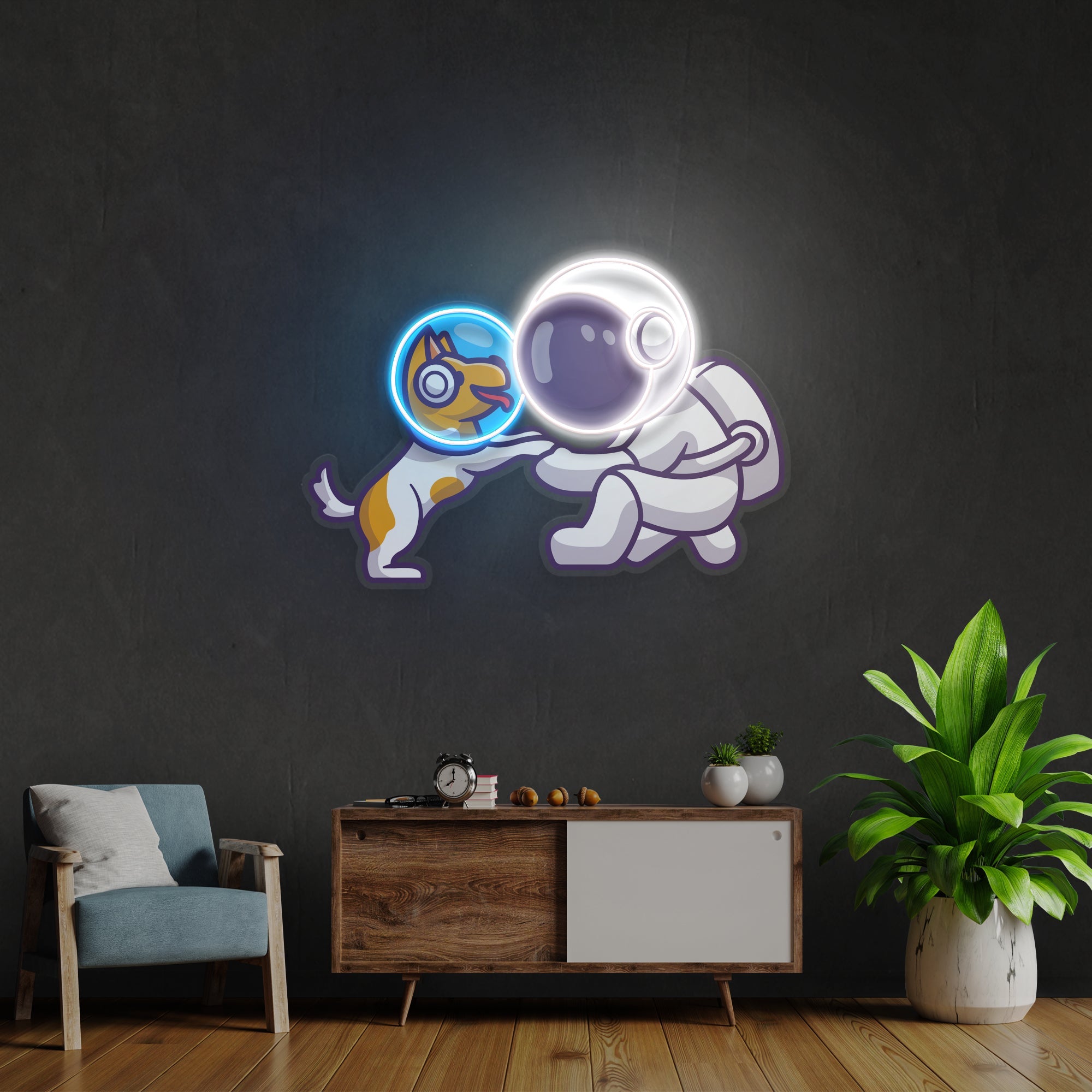 Dog Astronaut in Space Artwork Led Neon Sign Light - Neonbir