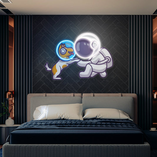 Dog Astronaut in Space Artwork Led Neon Sign Light - Neonbir