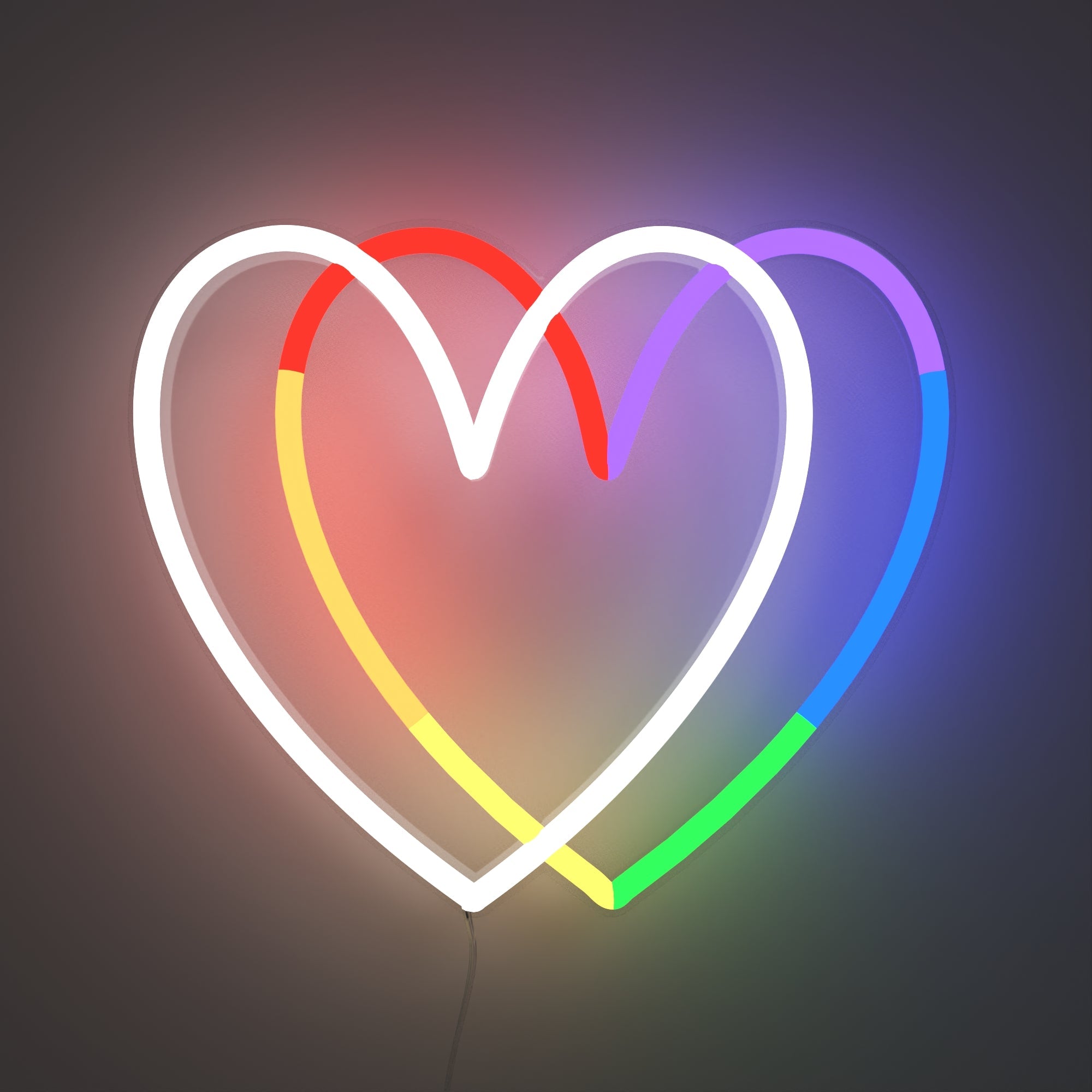 Rainbow Heart - Neon Tabela - Neonbir