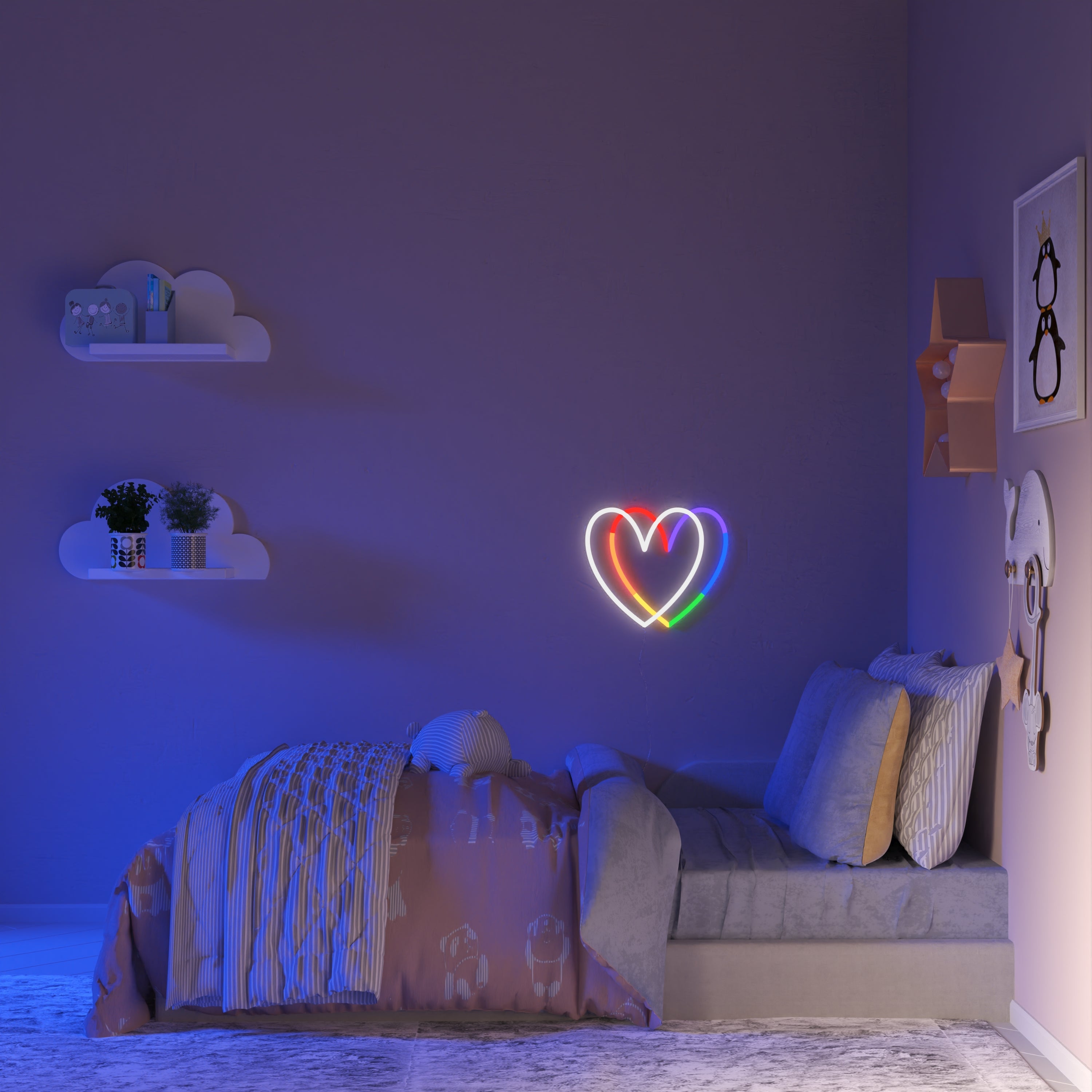 Rainbow Heart - Neon Tabela - Neonbir