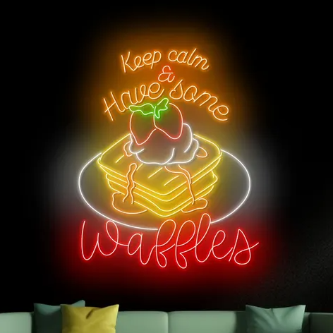 Sakin Ol ve Waffle Ye Neon Tabela