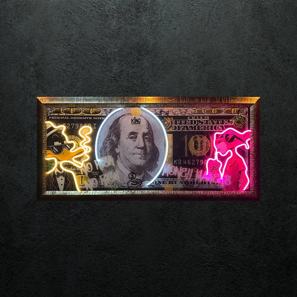 Exclusive Pink Panter & Duck Dollar Neon Tablo