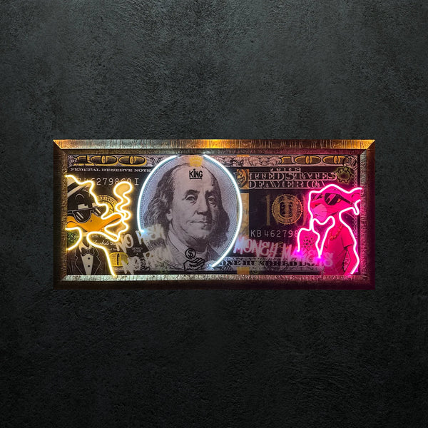 Exclusive Pink Panter & Duck Dollar Neon Tablo