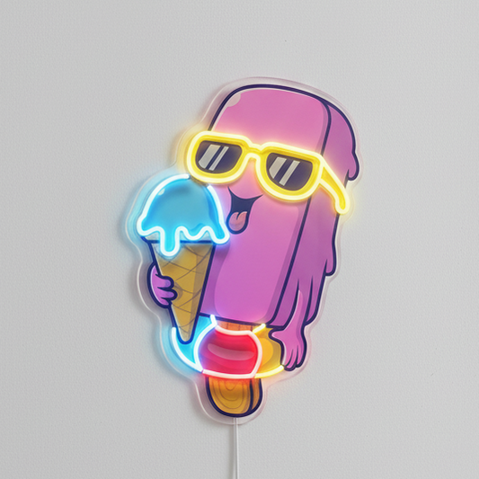 Tatlı Yaz Dondurması Baskılı - Neon Tabela
