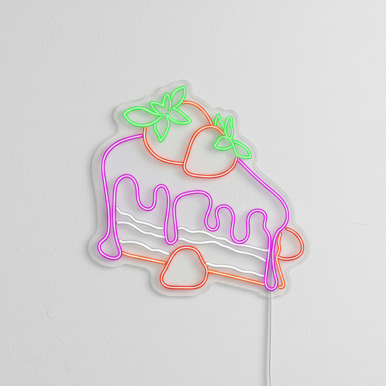 Çilekli Pasta Neon Tabela