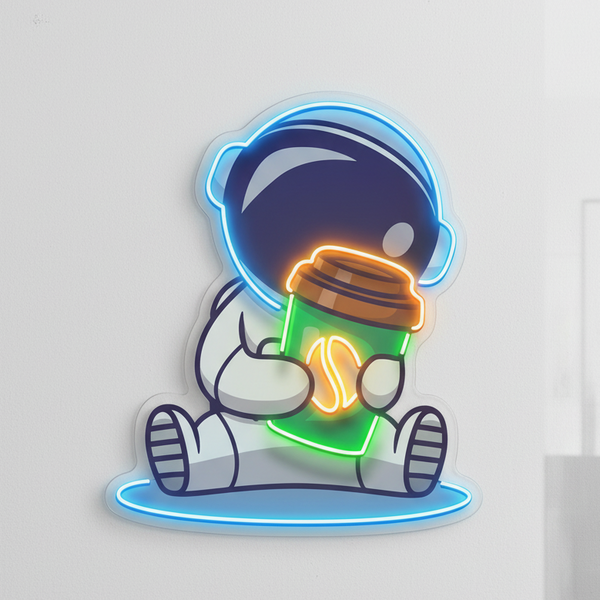 Astronot Kahve Yapıt Baskılı - Neon Tabela
