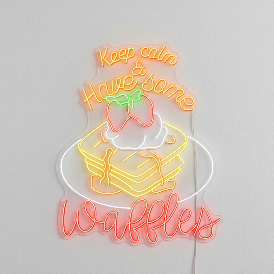 Sakin Ol ve Waffle Ye Neon Tabela