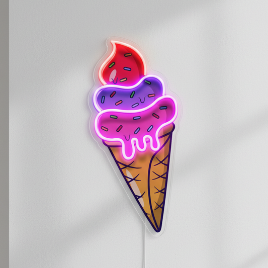 Dondurma Külahı Baskılı - Neon Tabela