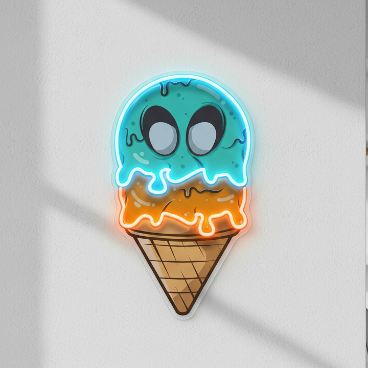 Zombi Dondurma Baskılı - Neon Tabela