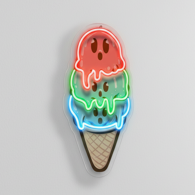 Tatlı Dondurma Baskılı - Neon Tabela