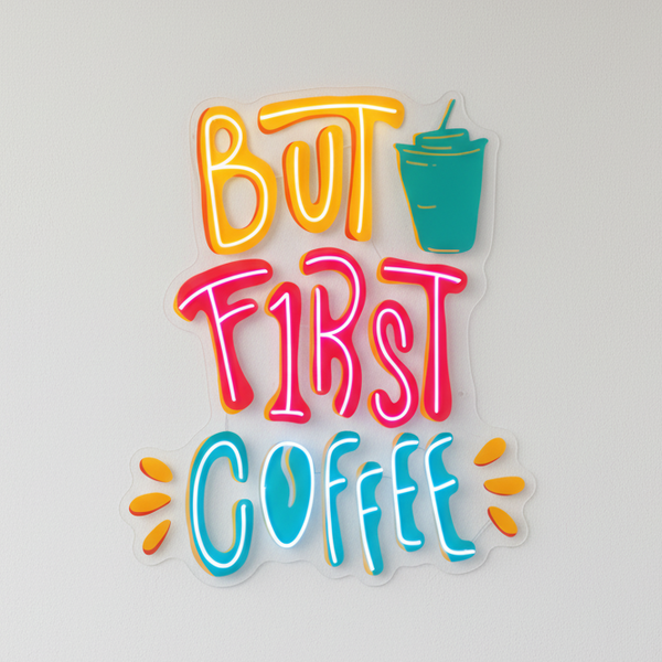 But First Coffee - Neon Tabela