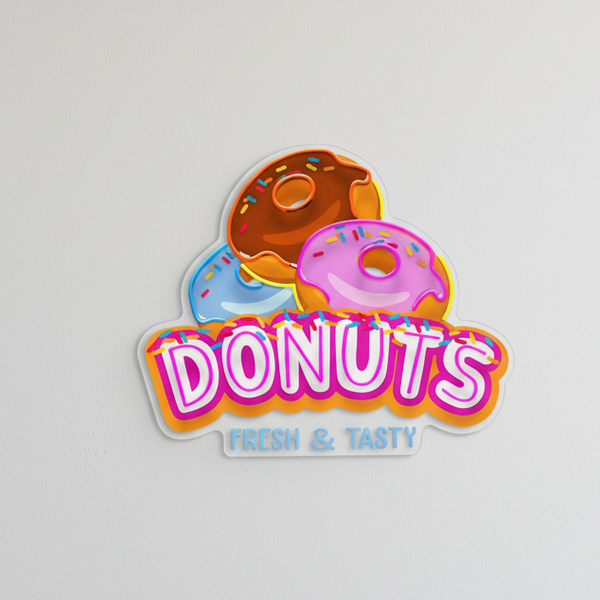 Donut Baskılı - Neon Tabela