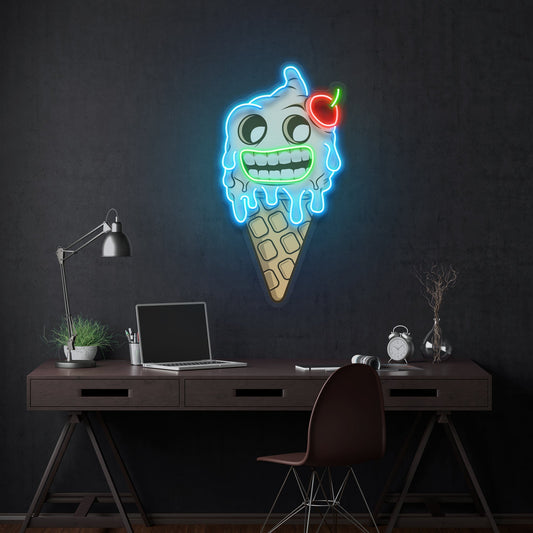 Ghost Icecream Cartoon Artwork Led Neon Sign Light - Neonbir