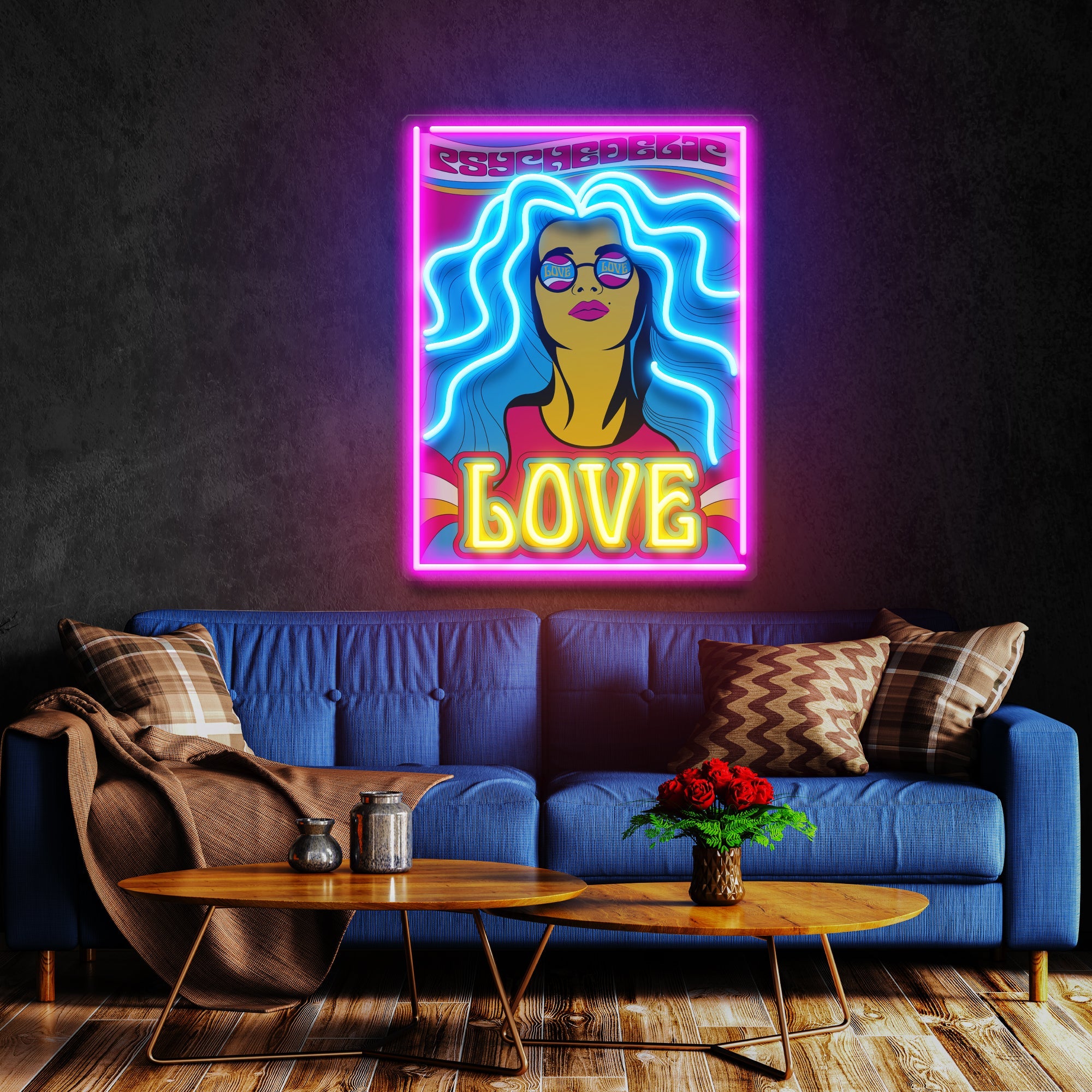 Hippie Girl Pop Art Led Neon Sign Light - Neonbir