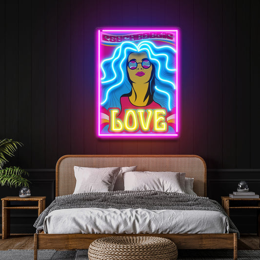 Hippie Girl Pop Art Led Neon Sign Light - Neonbir