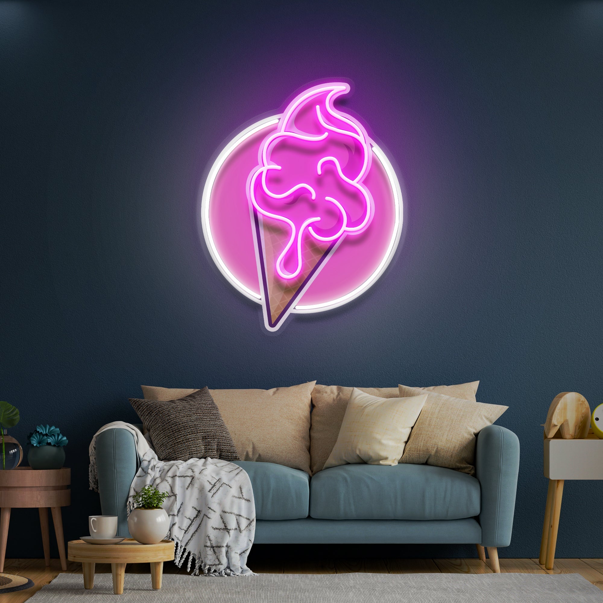 Ice Cream Cartoon Cute Artwork Led Neon Sign Light - Neonbir