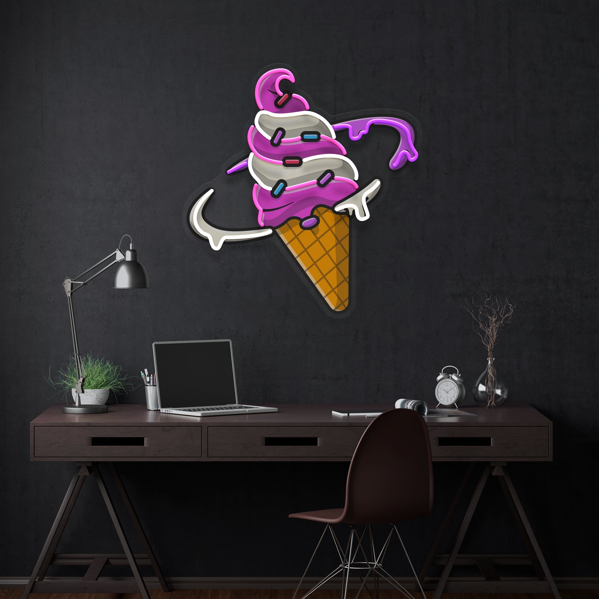 Ice Cream Planet Flat Cartoon Style Artwork Led Neon Sign Light - Neonbir