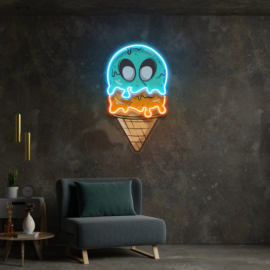 Ice Cream Zombie Isolated Artwork Led Neon Sign Light - Neonbir