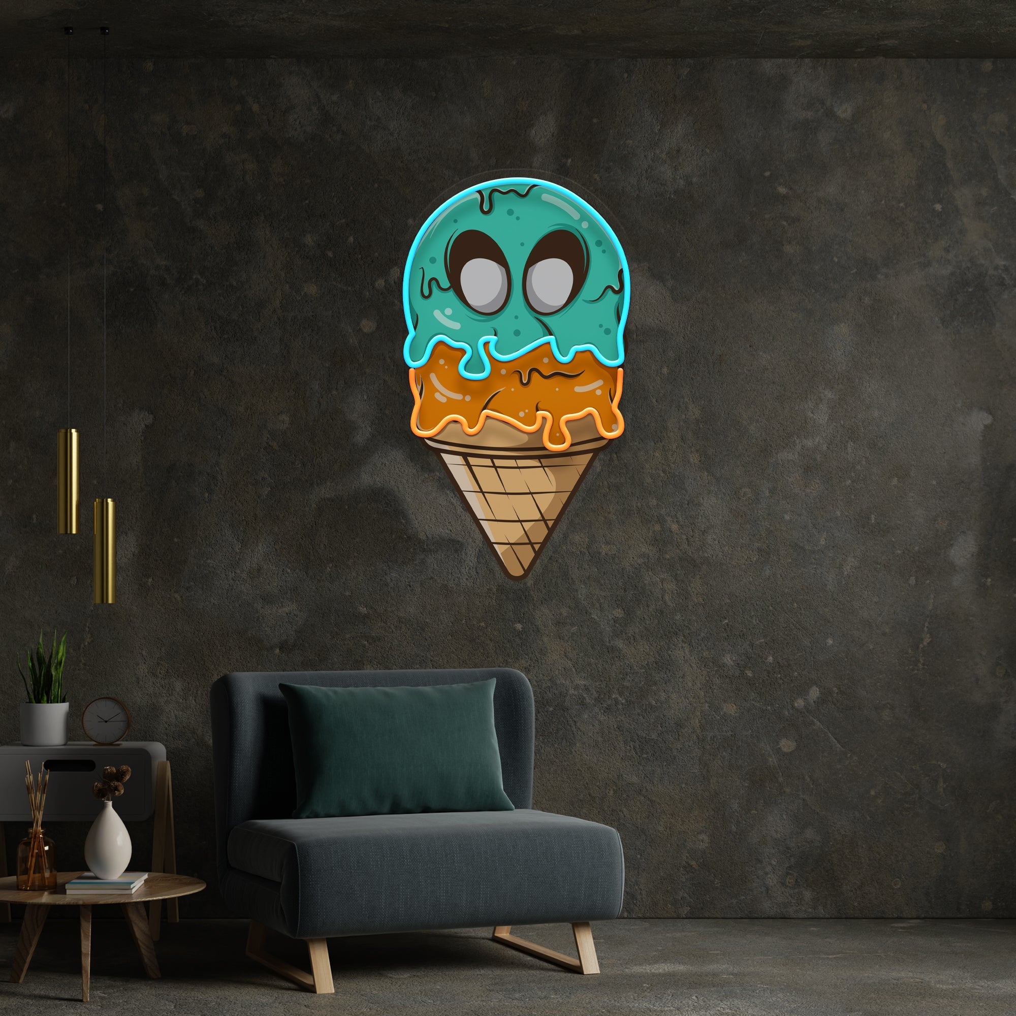 Ice Cream Zombie Isolated Artwork Led Neon Sign Light - Neonbir