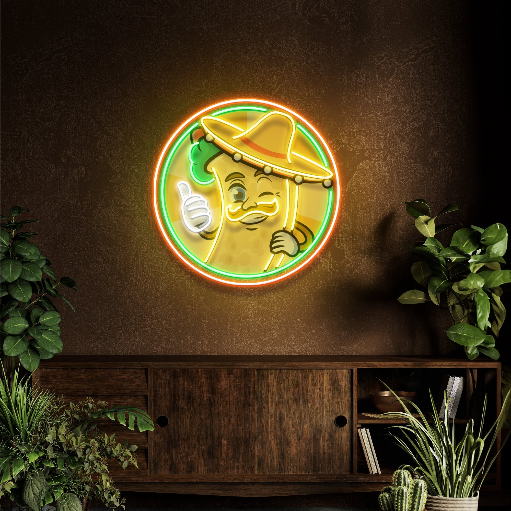 Mexican Burrito Thumbs Up Artwork Led Neon Sign Light - Neonbir