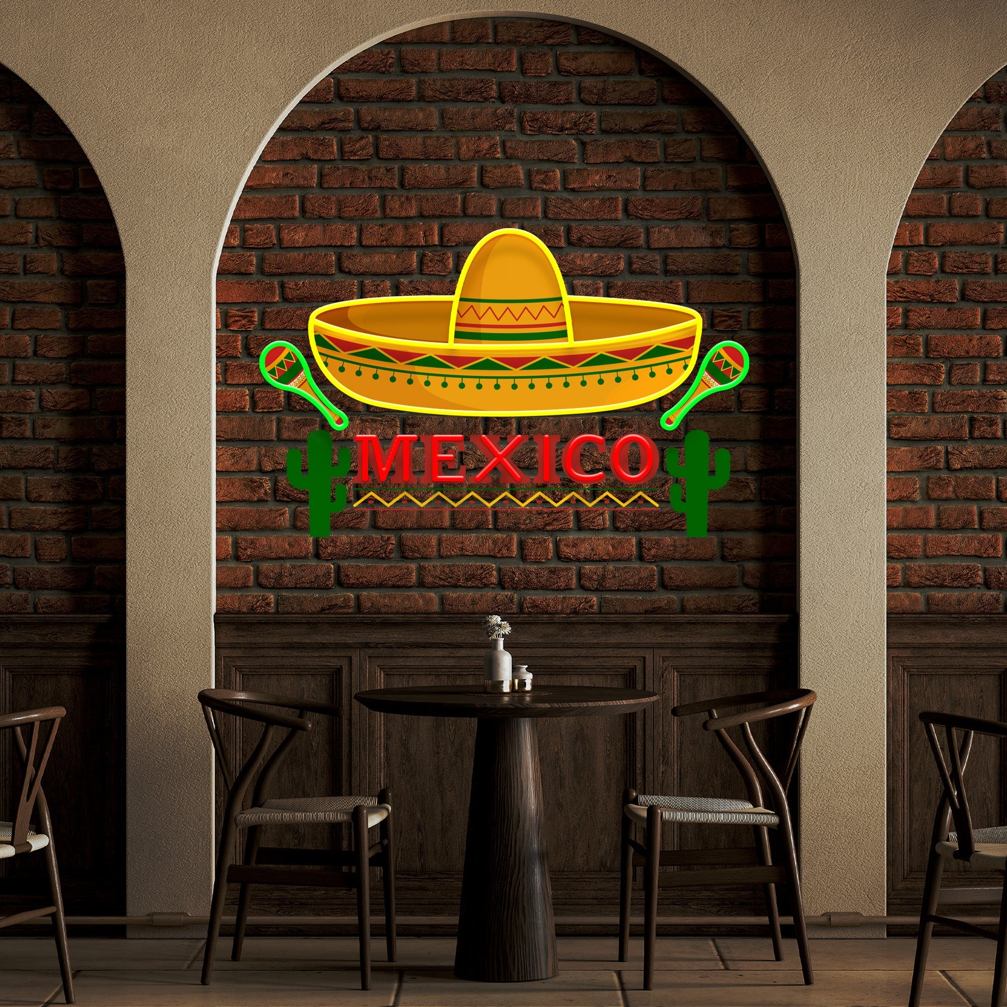 Mexican Hat Logo Sombrero Artwork Led Neon Sign Light - Neonbir