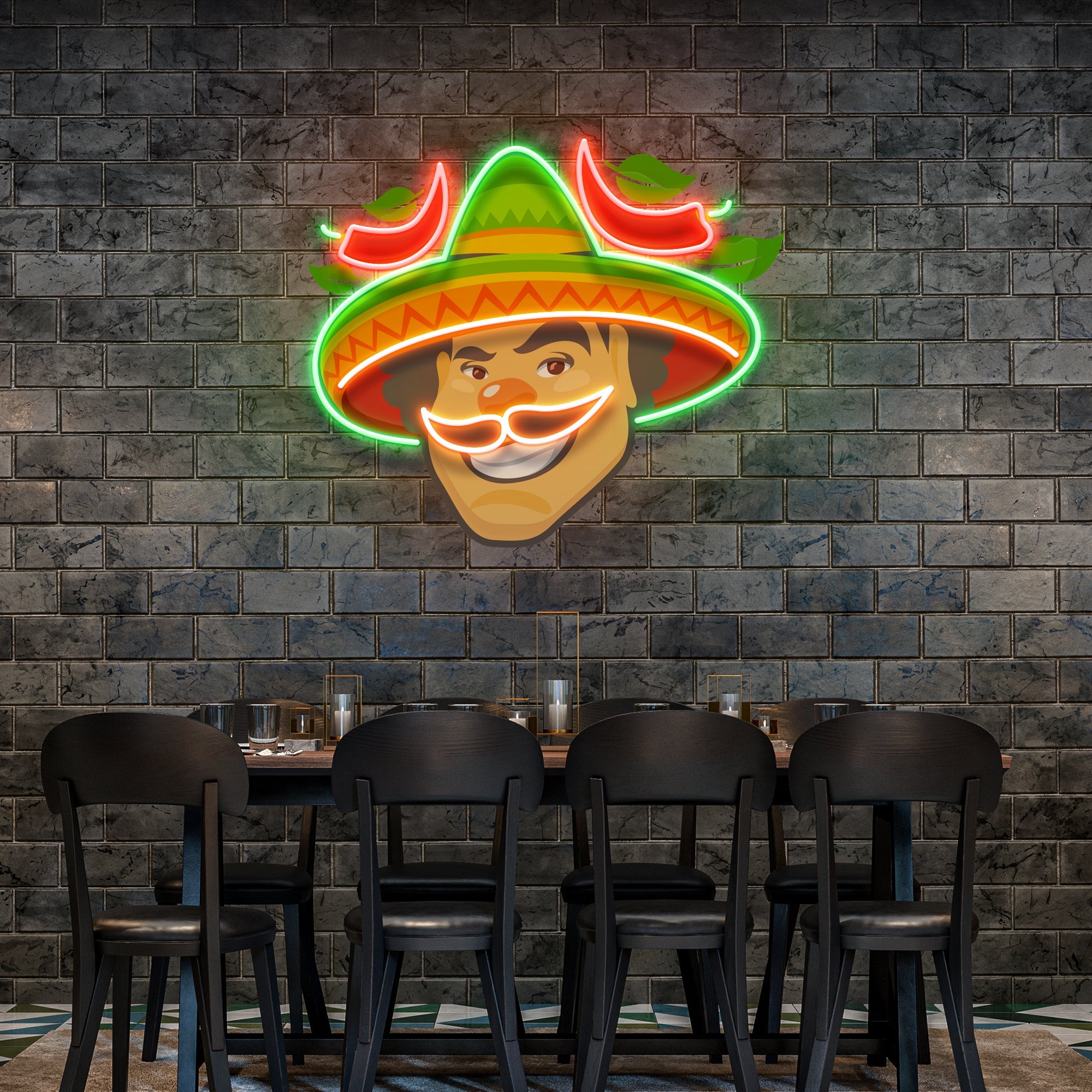 Mexican Man Logo Royalty Artwork Led Neon Sign Light - Neonbir