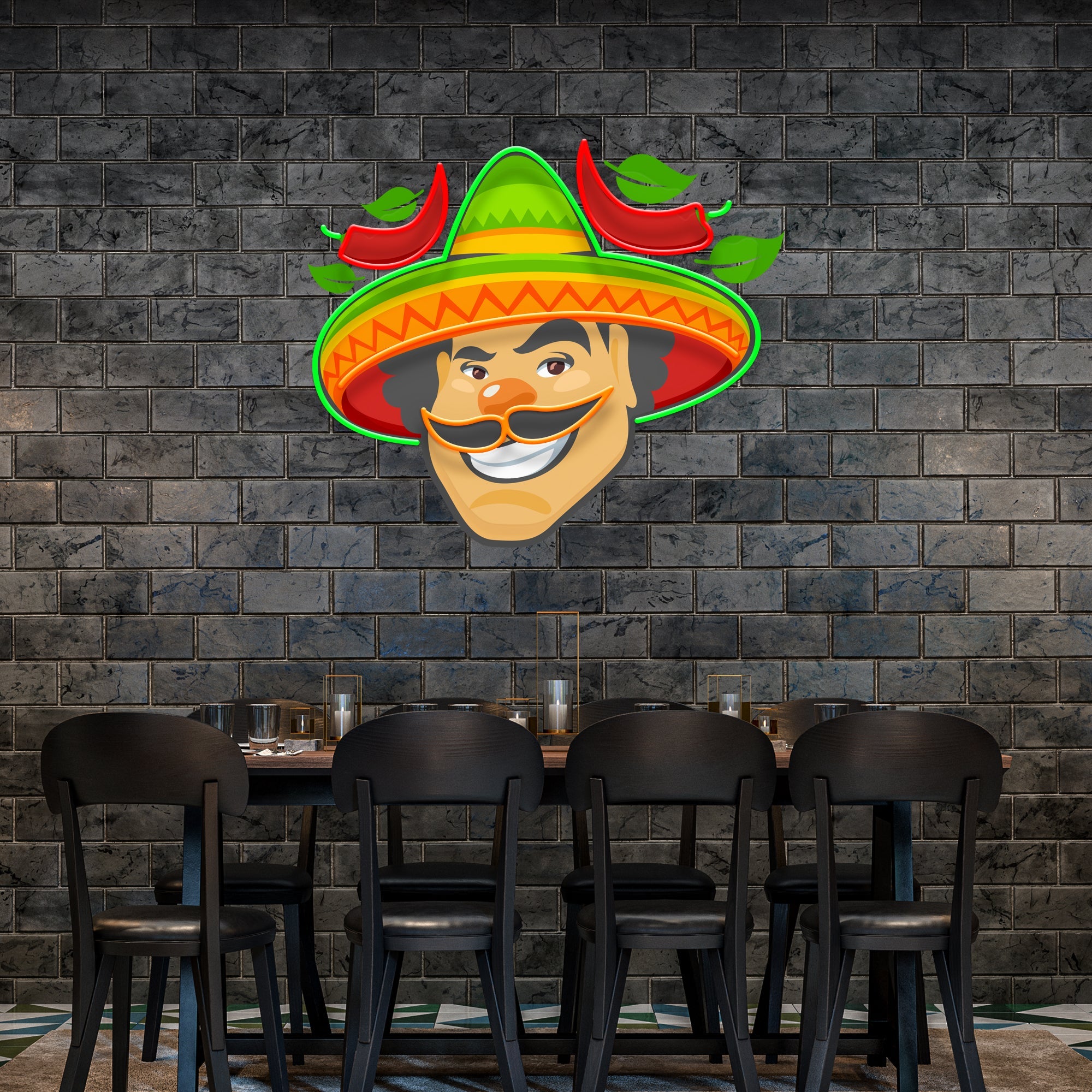 Mexican Man Logo Royalty Artwork Led Neon Sign Light - Neonbir