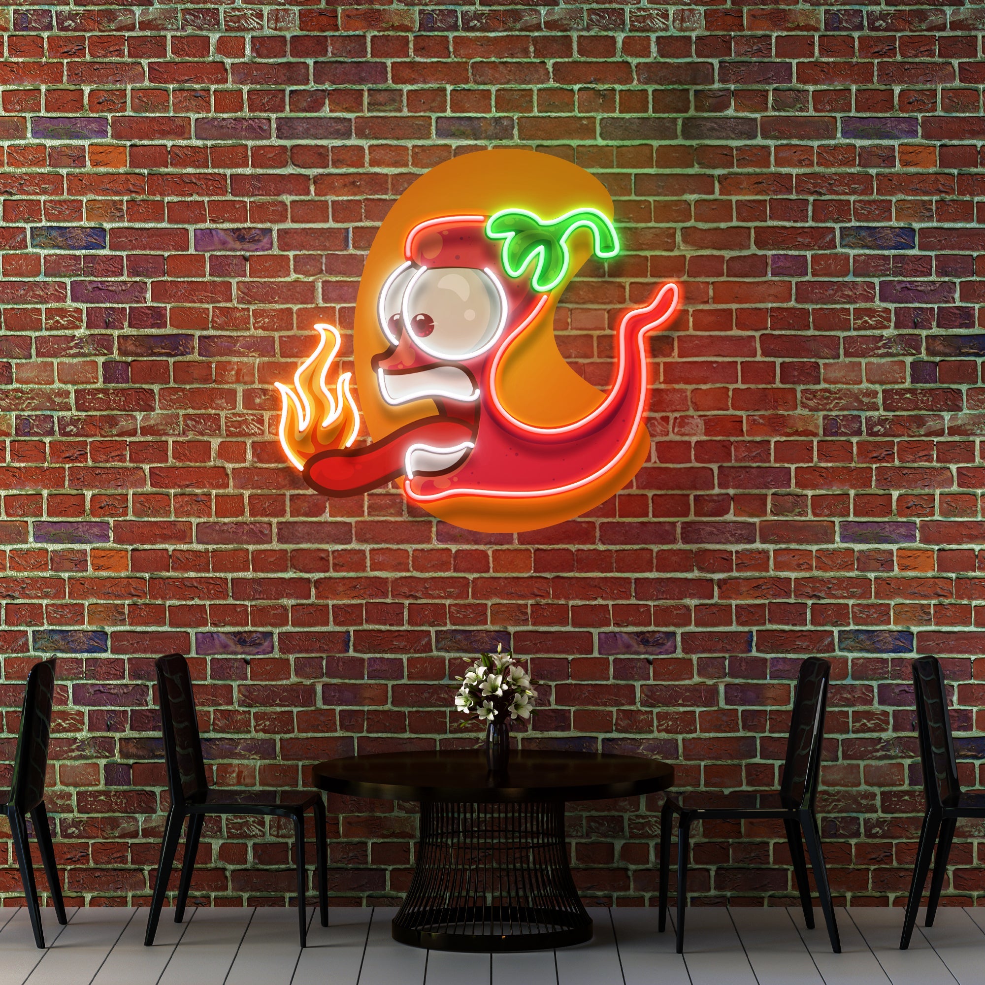 Red Chili Mascot Mexican Restaurant Decor Artwork Led Neon Sign Light - Neonbir
