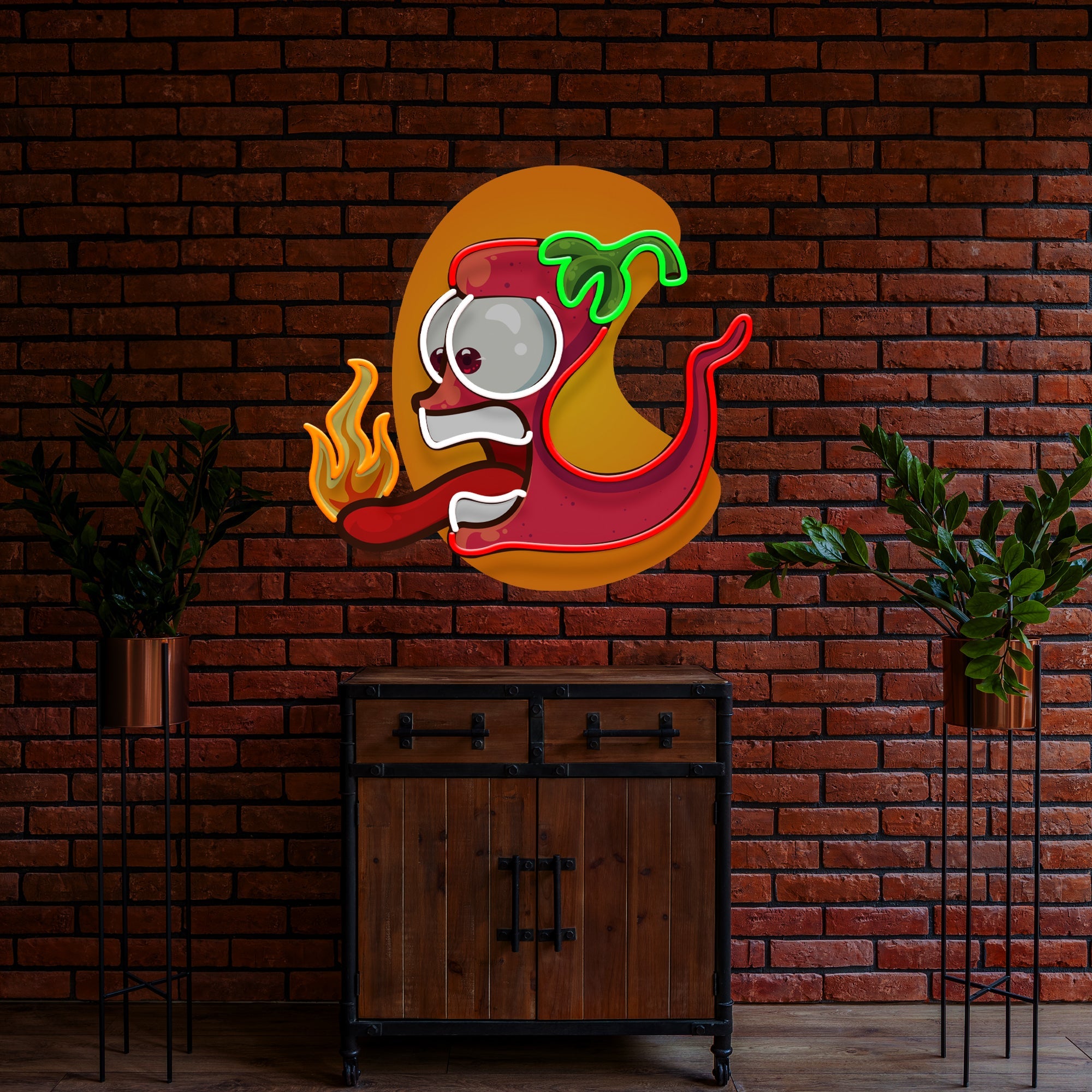 Red Chili Mascot Mexican Restaurant Decor Artwork Led Neon Sign Light - Neonbir