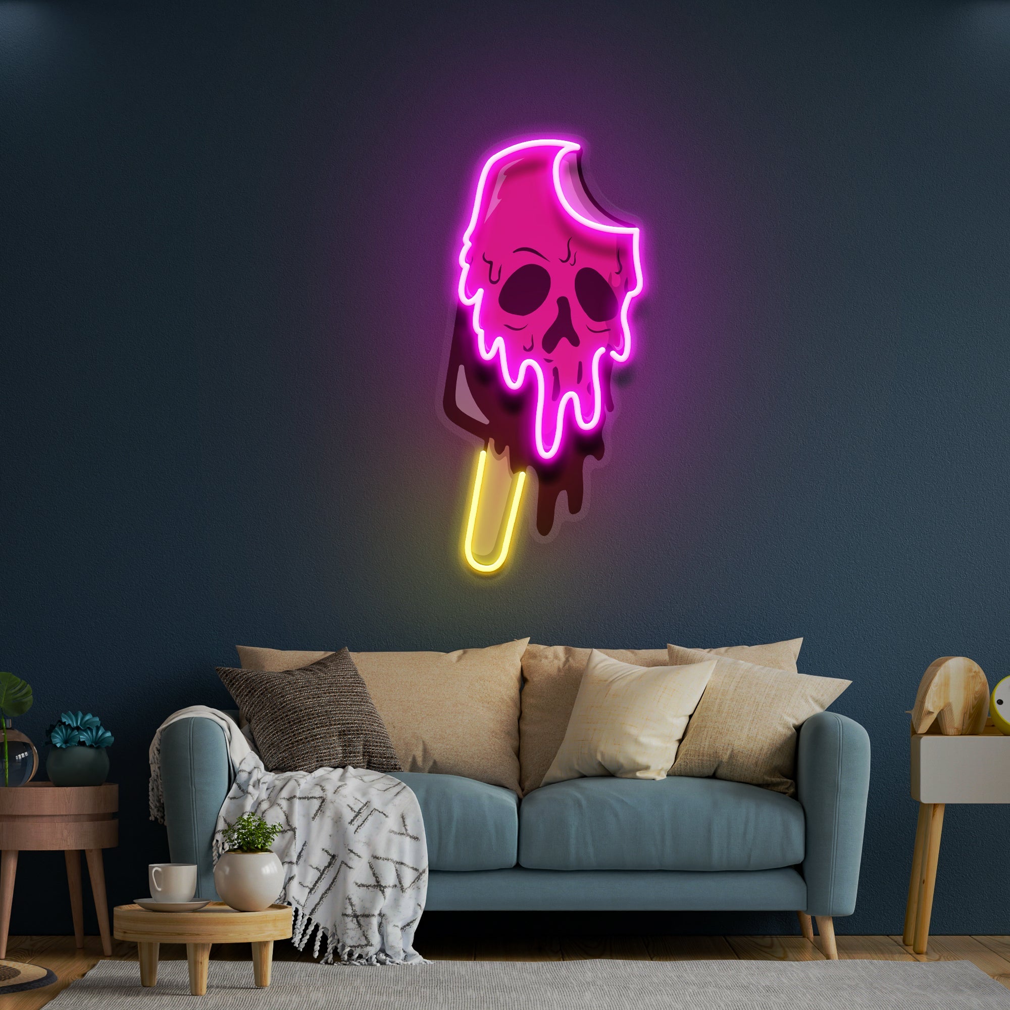 Skull Ice Cream Blackpink Artwork Led Neon Sign Light - Neonbir