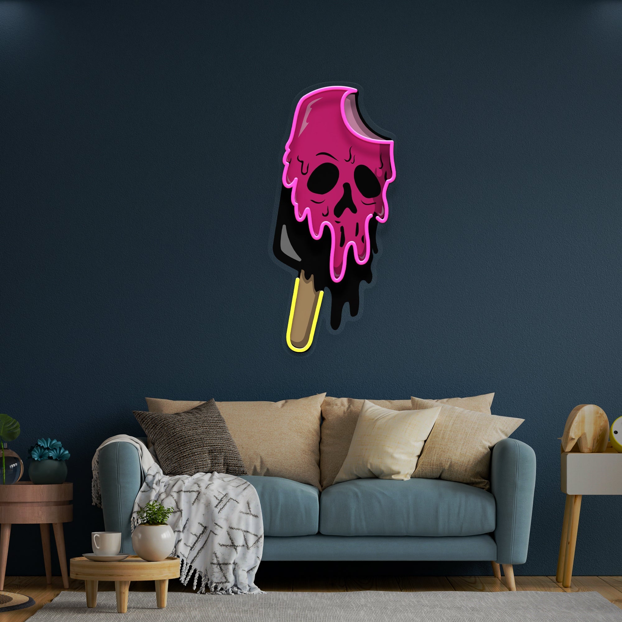Skull Ice Cream Blackpink Artwork Led Neon Sign Light - Neonbir